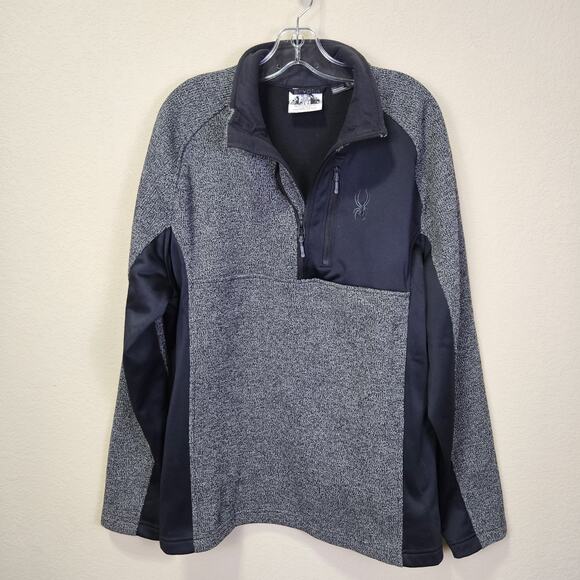 Spyder Gait Men 1/2 Zip Sweater Jacket XXL Gray Black Knit Outdoor Fleece 229518 - Picture 1 of 15